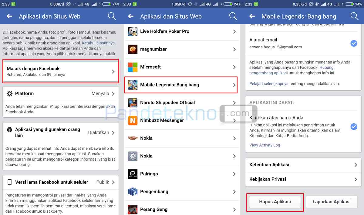 Cara menghapus akun di aplikasi game mobile